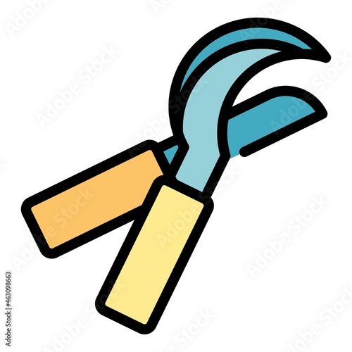 Garden pruners icon. Outline garden pruners vector icon color flat isolated