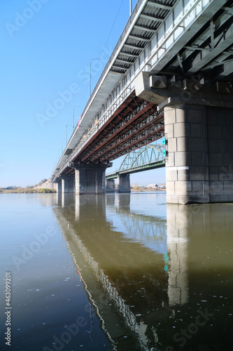 Old Soviet bridges over the Selenga river in Ulan-Ude in Russian Buryatia