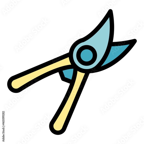 Hand pruners icon. Outline hand pruners vector icon color flat isolated