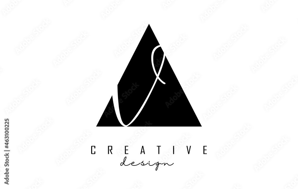 Fototapeta premium Letters AV a vLogo with a minimalist design. Abstract overlapping letters A & V with geometric and handwritten typography. Creative Vector Illustration with letters A and V. Lettering sign.
