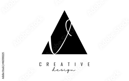 Letters AV a vLogo with a minimalist design. Abstract overlapping letters A & V with geometric and handwritten typography. Creative Vector Illustration with letters A and V. Lettering sign. photo