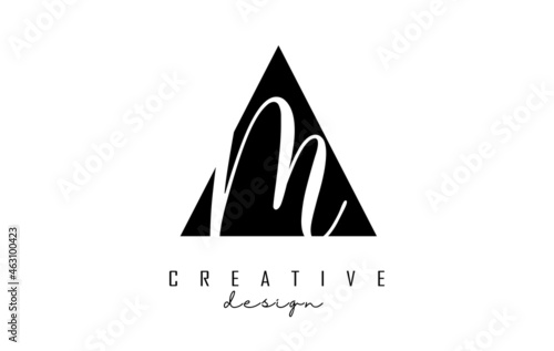 Letters AM a m Logo with a minimalist design. Abstract overlapping letters A & M with geometric and handwritten typography. Creative Vector Illustration with letters A and M. Lettering sign.
