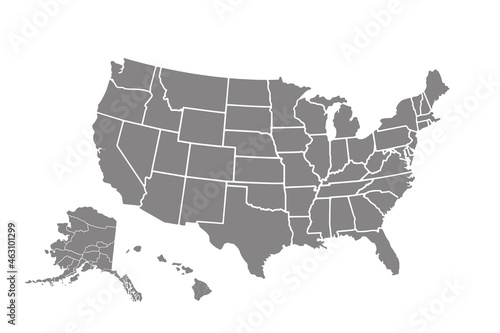 Blank similar USA map isolated on white background. United States of America country. Vector template for website, design, cover, infographics. vector EPS10