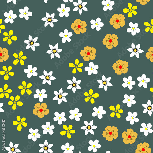 Seamless pattern with abstract color flowers