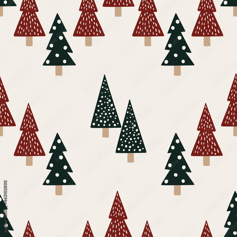 Obraz premium Christmas trees seamless pattern