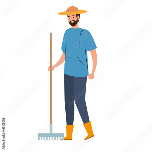 male farmer with rake