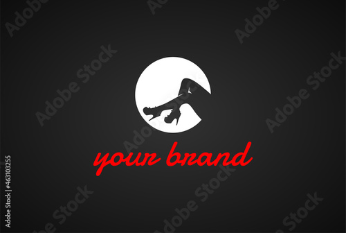 Hot Sexy Woman Female Lady Legs with High Heels for Bar Strip Club Logo Design Vector