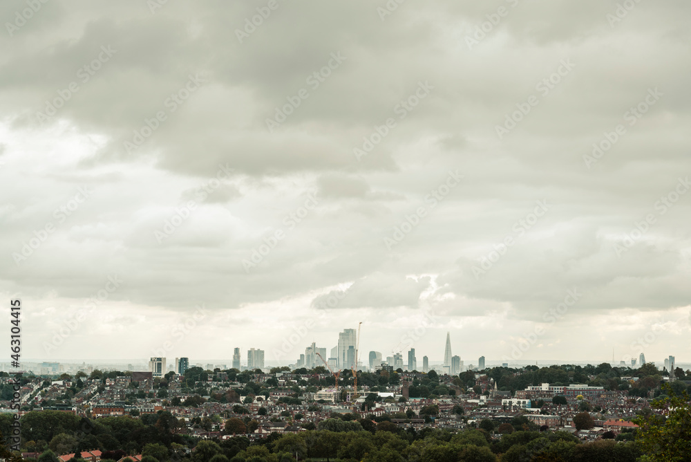 View of London skyline form. Alexandra Palace, London, UK