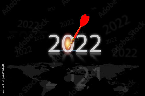 Success goals Targeting the business concept,New year 2022 or start straight concept,The concept of starting a new 2022 business that goes better, business to success target concept.