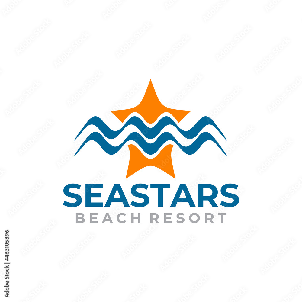 Fototapeta premium sea star beach resort logo design