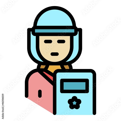 Police protestant icon. Outline police protestant vector icon color flat isolated