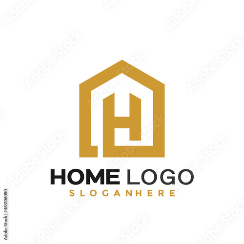 Letter h home logo and icon design vector concept for template