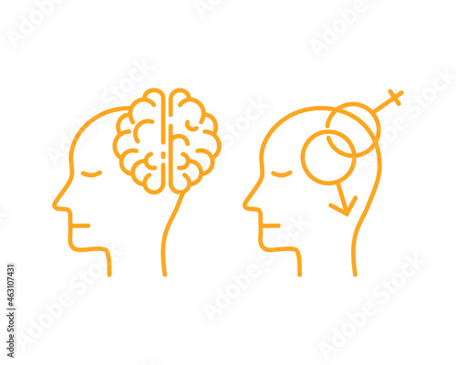 set of human mind icons in outline thin style. tranquility and mindfulness. the mental health psychology attribute design. simple and modern logo vector illustration.