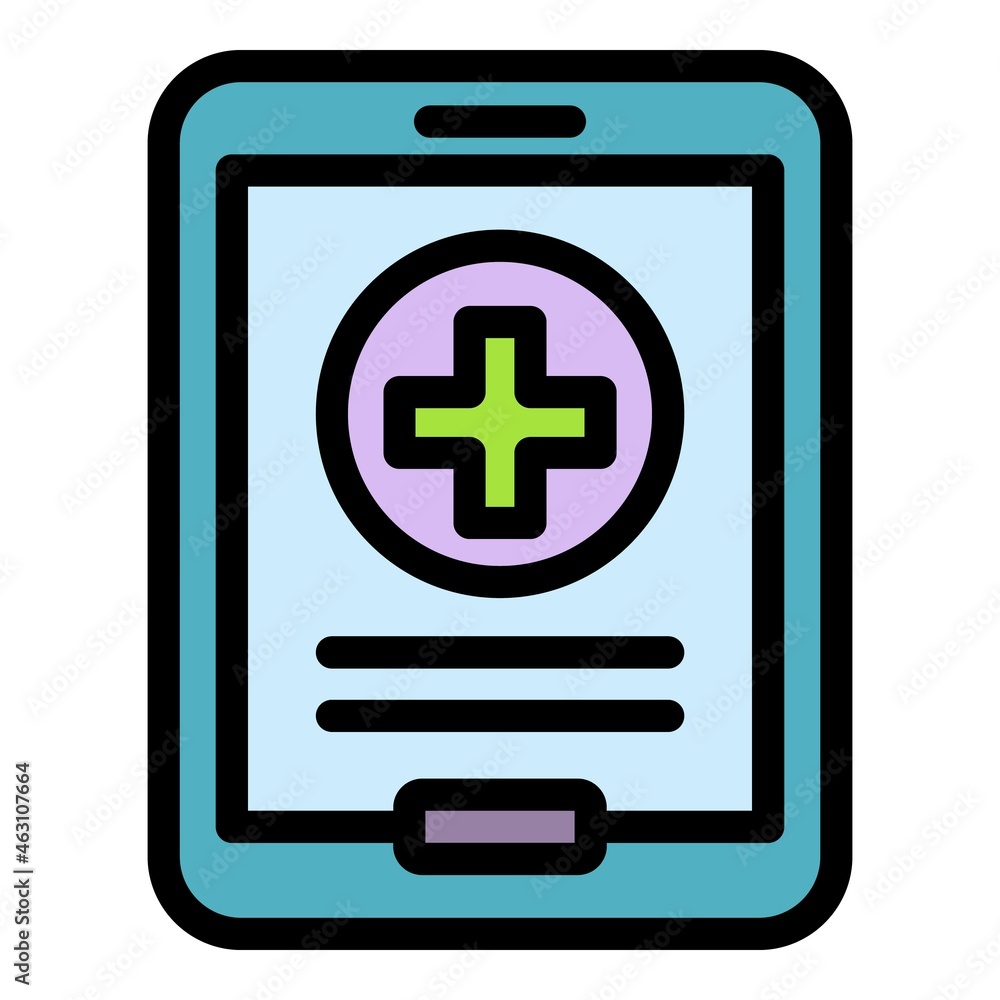 Mobile medical card icon. Outline mobile medical card vector icon color flat isolated Mobile medical card icon. Outline mobile medical card vector icon color flat isolated