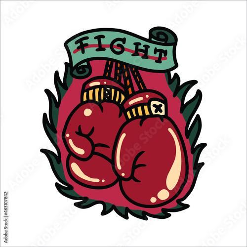 boxing tattoo illustration vector design