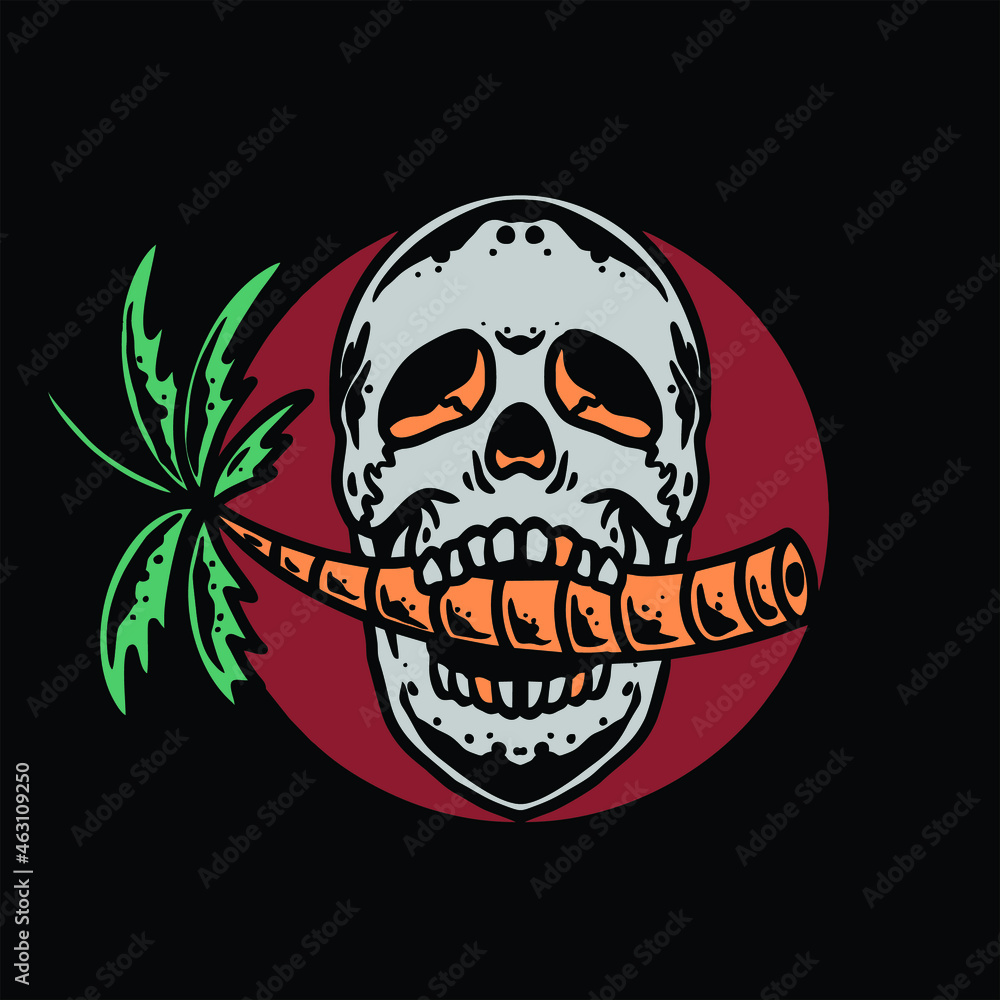 skull and palm illustration vector design skull and palm illustration vector design