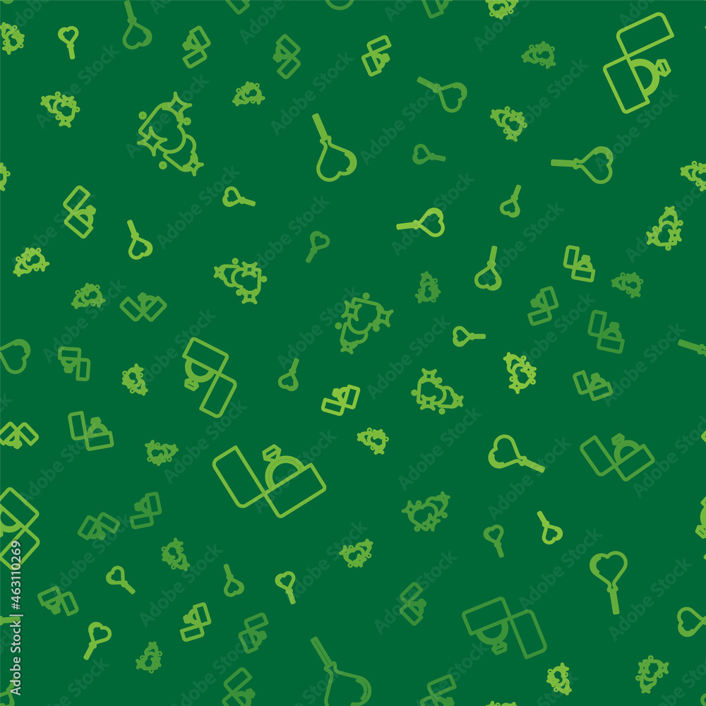 Set line Two Linked Hearts, Diamond engagement ring and Balloons form of heart on seamless pattern. Vector Set line Two Linked Hearts, Diamond engagement ring and Balloons form of heart on seamless pattern. Vector