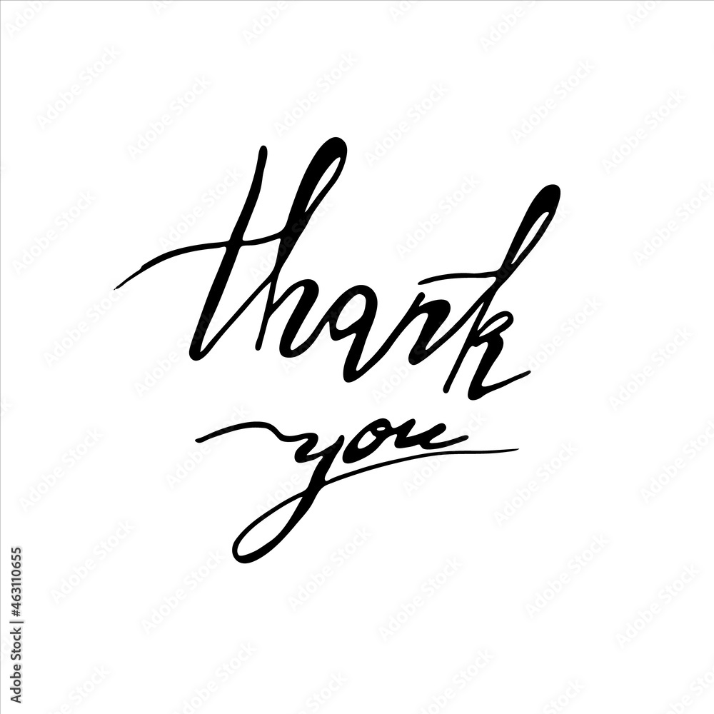 Fototapeta premium Vector handwritten text Thank you.