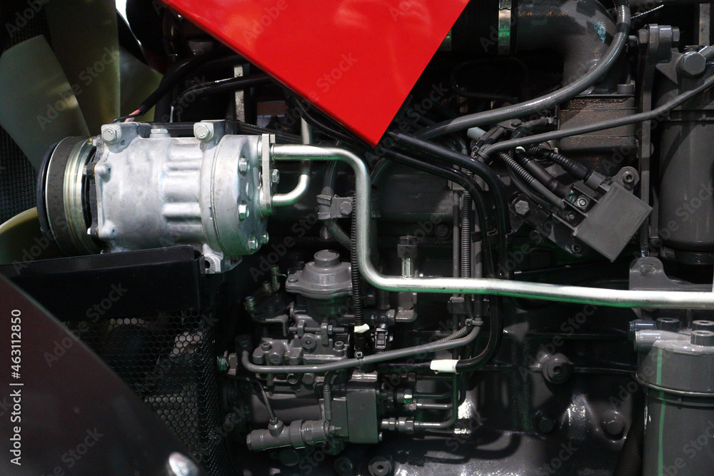 Image of a diesel engine. Hydraulic pump.
