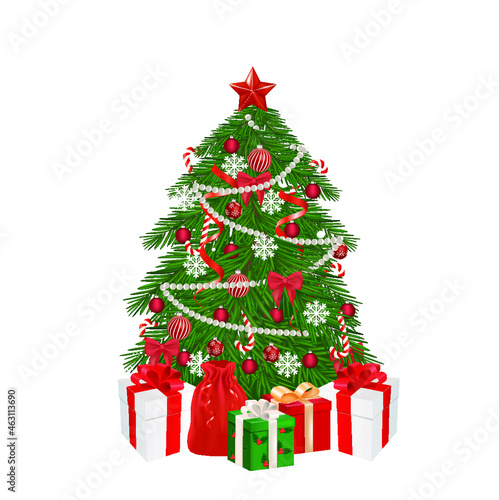 Christmas tree decorated with gift box  vector