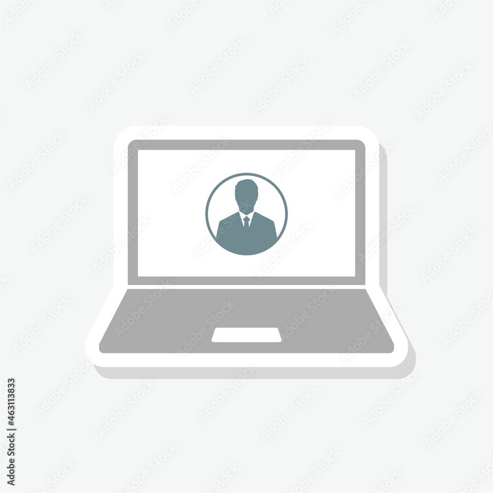 Laptop video call icon isolated on white background Laptop video call icon isolated on white background