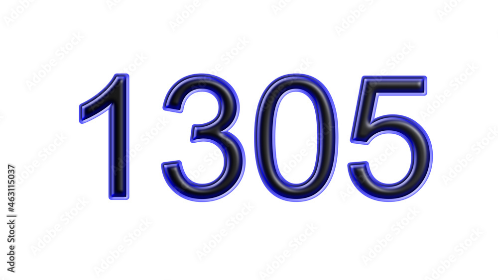 blue 1305 number 3d effect white background blue 1305 number 3d effect white background