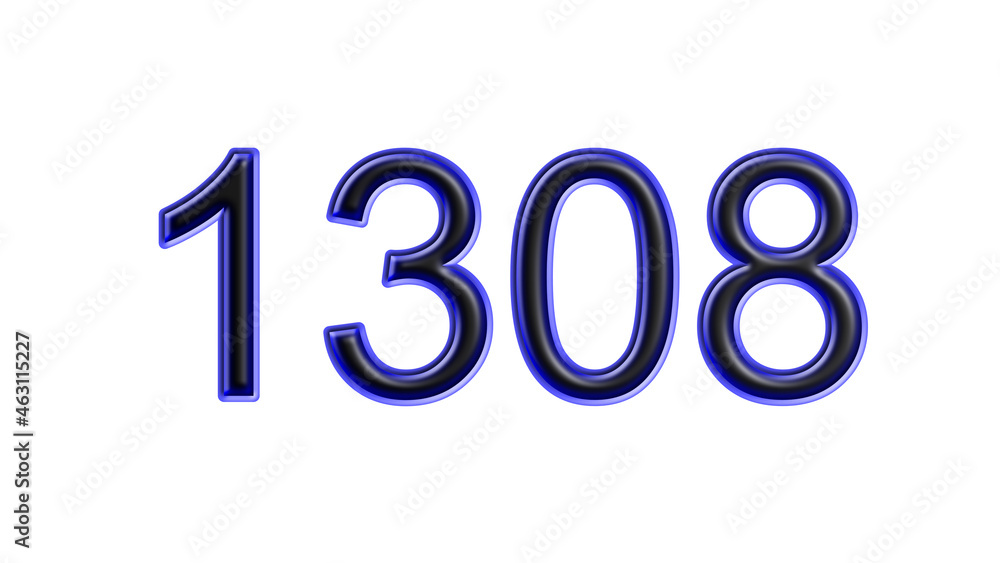 blue 1308 number 3d effect white background blue 1308 number 3d effect white background