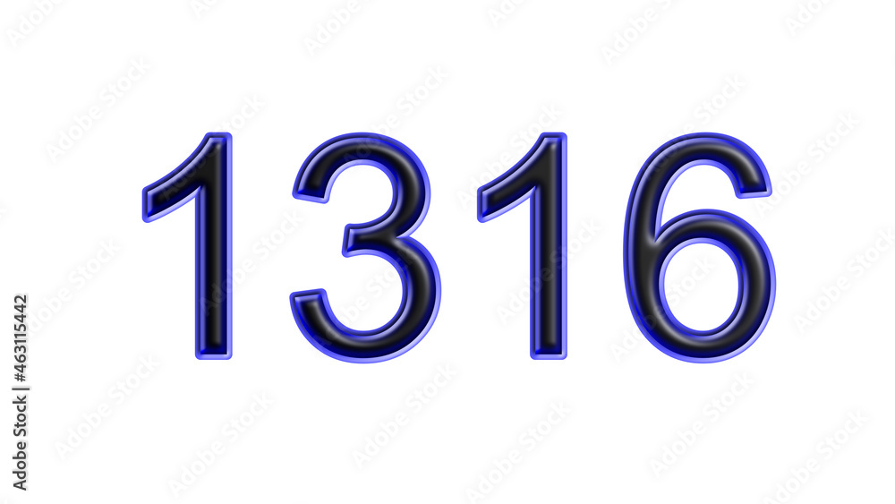 blue 1316 number 3d effect white background blue 1316 number 3d effect white background