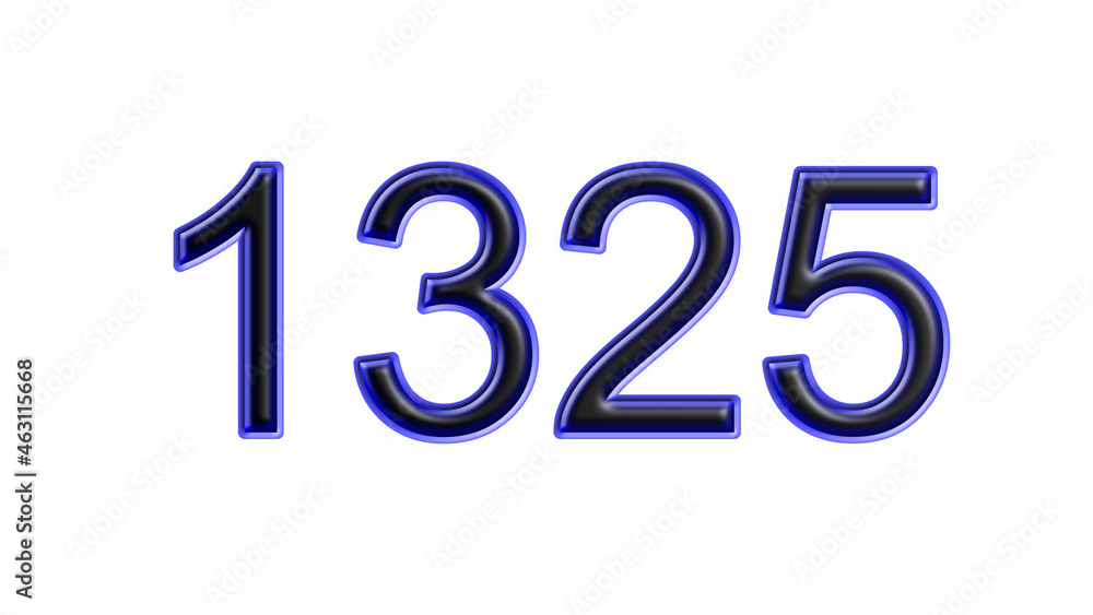 blue 1325 number 3d effect white background