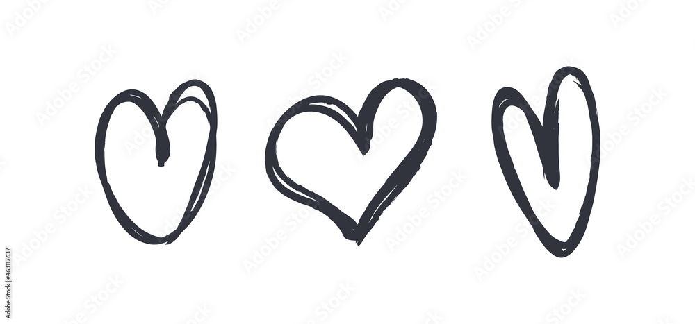 Heart doodles set. Hand drawn hearts collection. Romance and love illustrations. Heart doodles set. Hand drawn hearts collection. Romance and love illustrations.