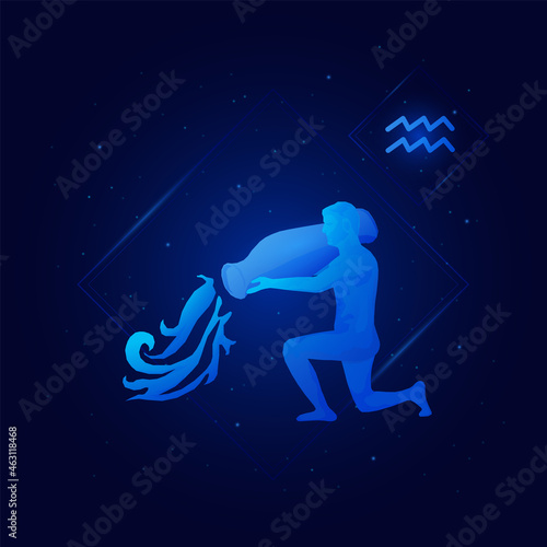 Aquarius zodiac sign icons,Aquarius of Zodiac with galaxy stars background,Astrology horoscope with signs