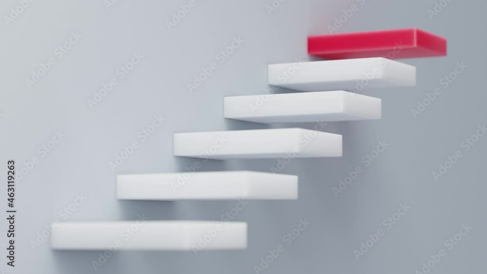 3D animation of stairs going upward. Concept of building success. Ladder concept of success in business or personal growth