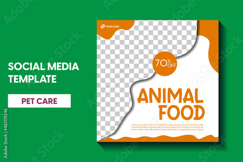 modern pet shop post template, Pet care social media post Template or web banner template. Pet care service promotional banner ads design
