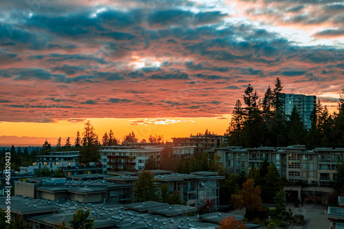 Angry sunset over Univercity Highlands, Burnaby, BC.