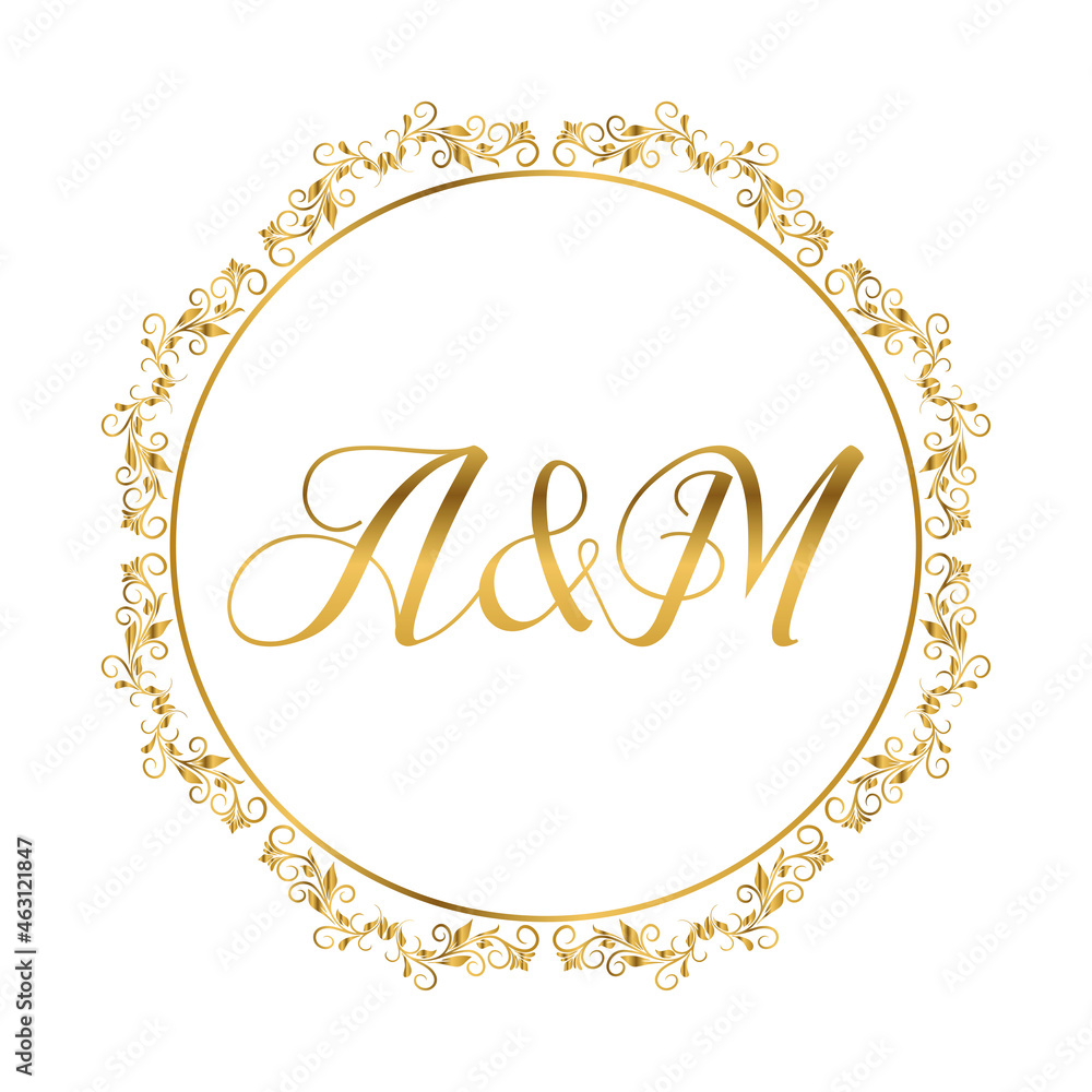AM Wedding monogram initial letters logo Design Vector AM Wedding monogram initial letters logo Design Vector