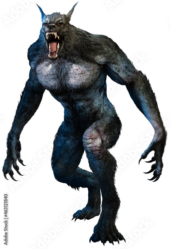 Photo Werewolf advancing with mouth open 3D illustration