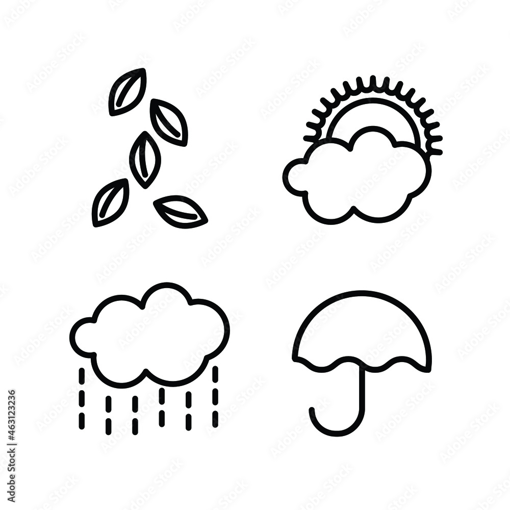 Vector autumn icon set: leaf fall, cloudy, rain, umbrella Vector autumn icon set: leaf fall, cloudy, rain, umbrella