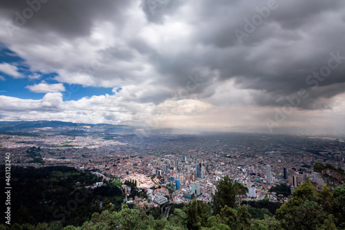 Aerial shot of Bogota from Monserrate in Colombia photo