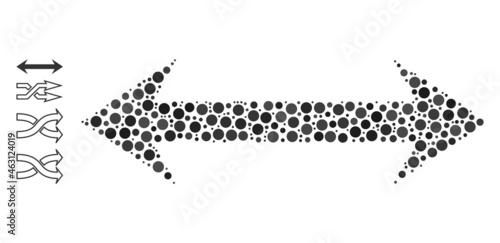 Rounded dot composition horizontal flip. Vector mosaic is based on horizontal flip icon, and made with random circle dots. Vector icon of horizontal flip composed of random circle dots.