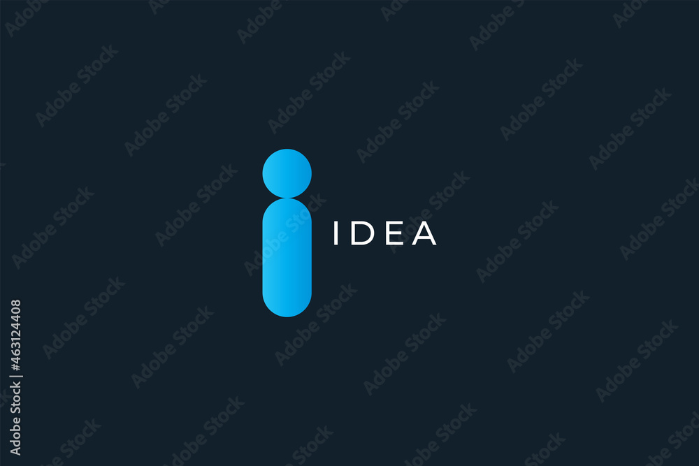 Letter i blue color gradient creative and simple idea business logo Letter i blue color gradient creative and simple idea business logo