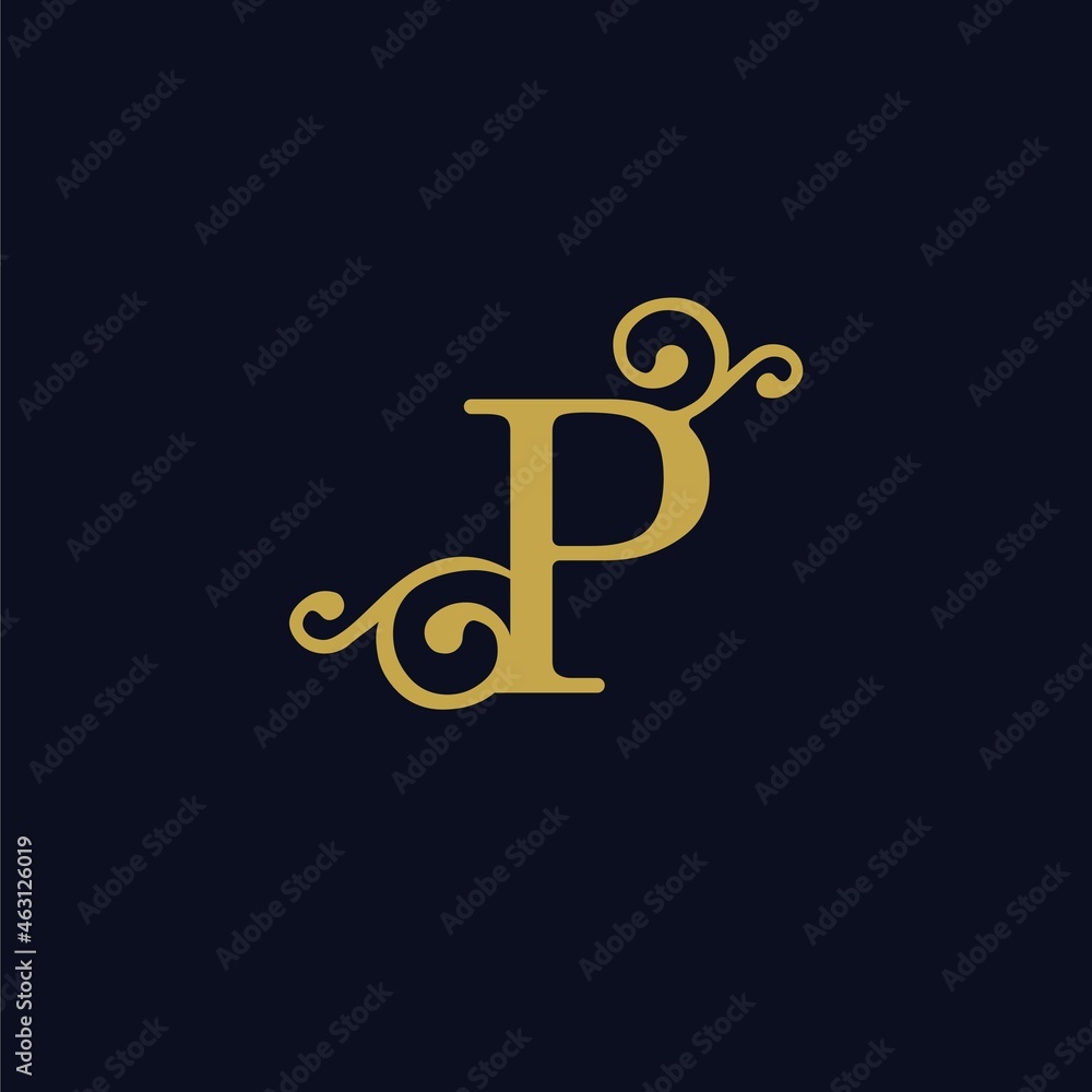 Naklejka premium simple alphabet logo royal design golden concept with ornament