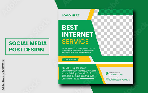 Broadband Internet Service Social Media Post Template Design. Editable Web Banner Template with Creative Modern design