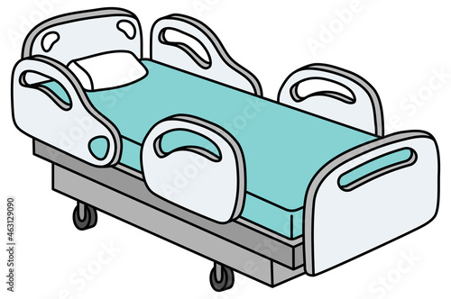 Hospital Bed Perspective View Clipart Set in Color