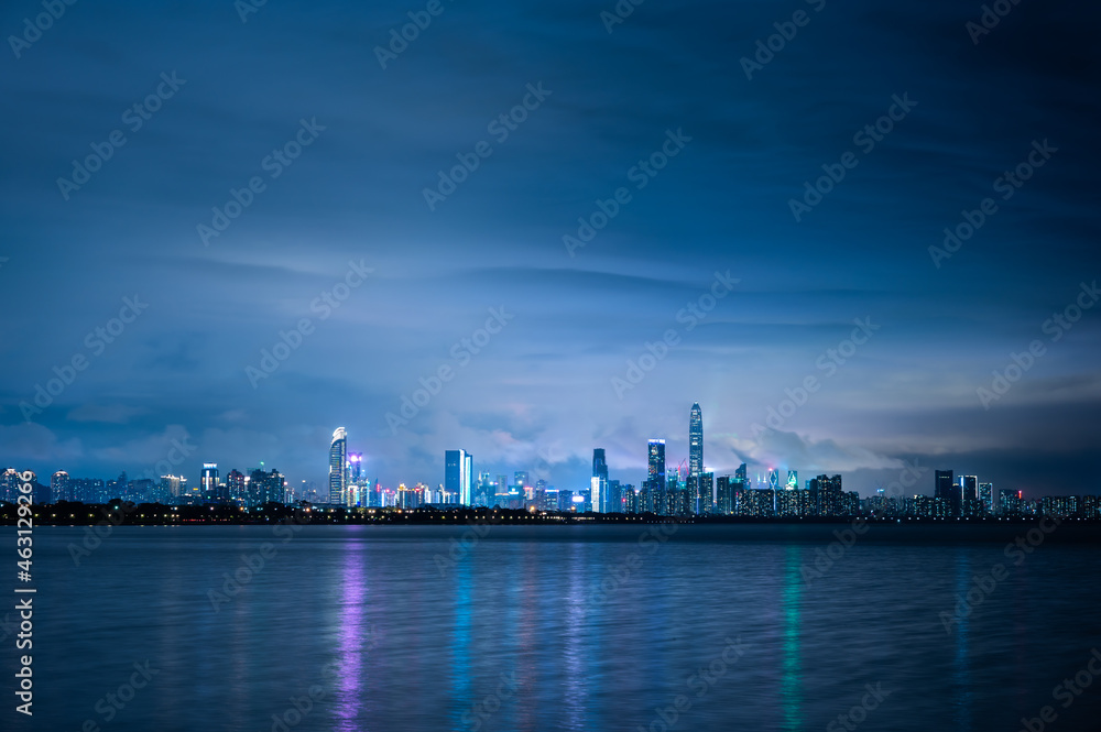 Naklejka premium Shen Zhen urban cityscape, China city landscape landmark for business communication