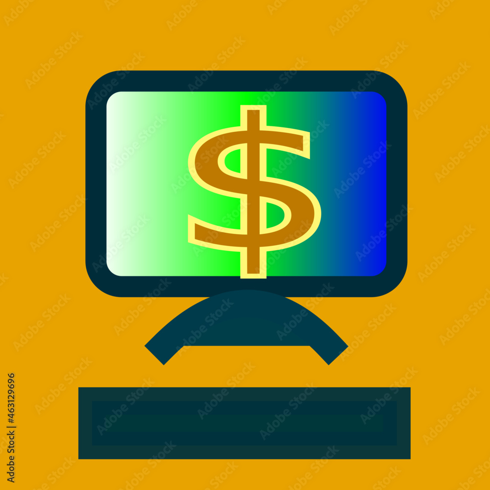 dollar sign icon on blue background monitor vector clip art dollar sign icon on blue background monitor vector clip art