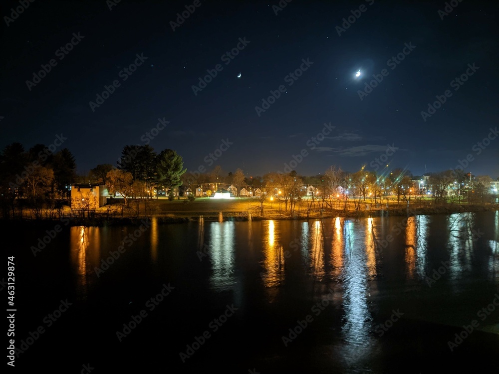 night time river in Eau Claire Wisconsin night time river in Eau Claire Wisconsin