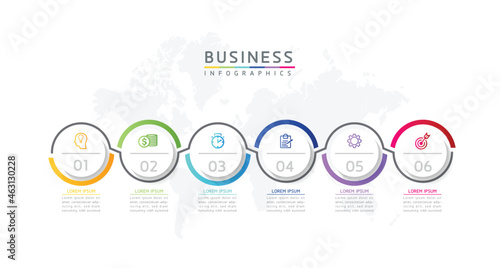 Vector illustration, infographics design, template, marketing, information, with 6 options or steps