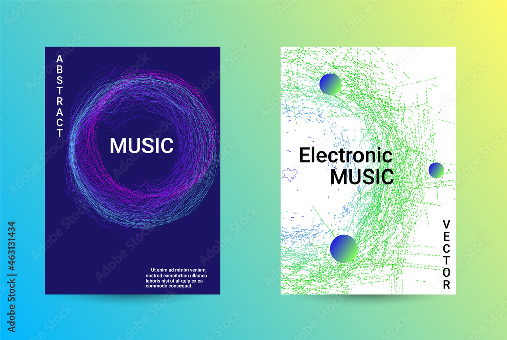 Fototapeta premium Set of modern abstract musical backgrounds. Sound flyer for creating a fashionable cover, banner, poster, booklet.