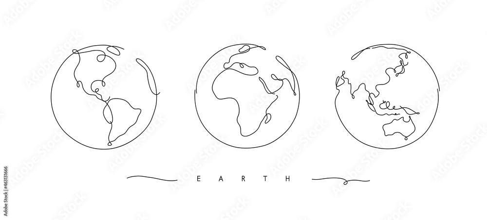 Hand drawing globe freehand sketch in pen line style on white background