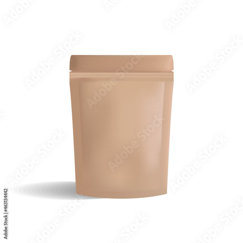 Paper bag mockup. Blank zip package design. Package mockup template for logo, brand, sticker, label. Vector illustration